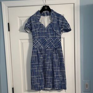 Chanel blue and white tweed dress c19